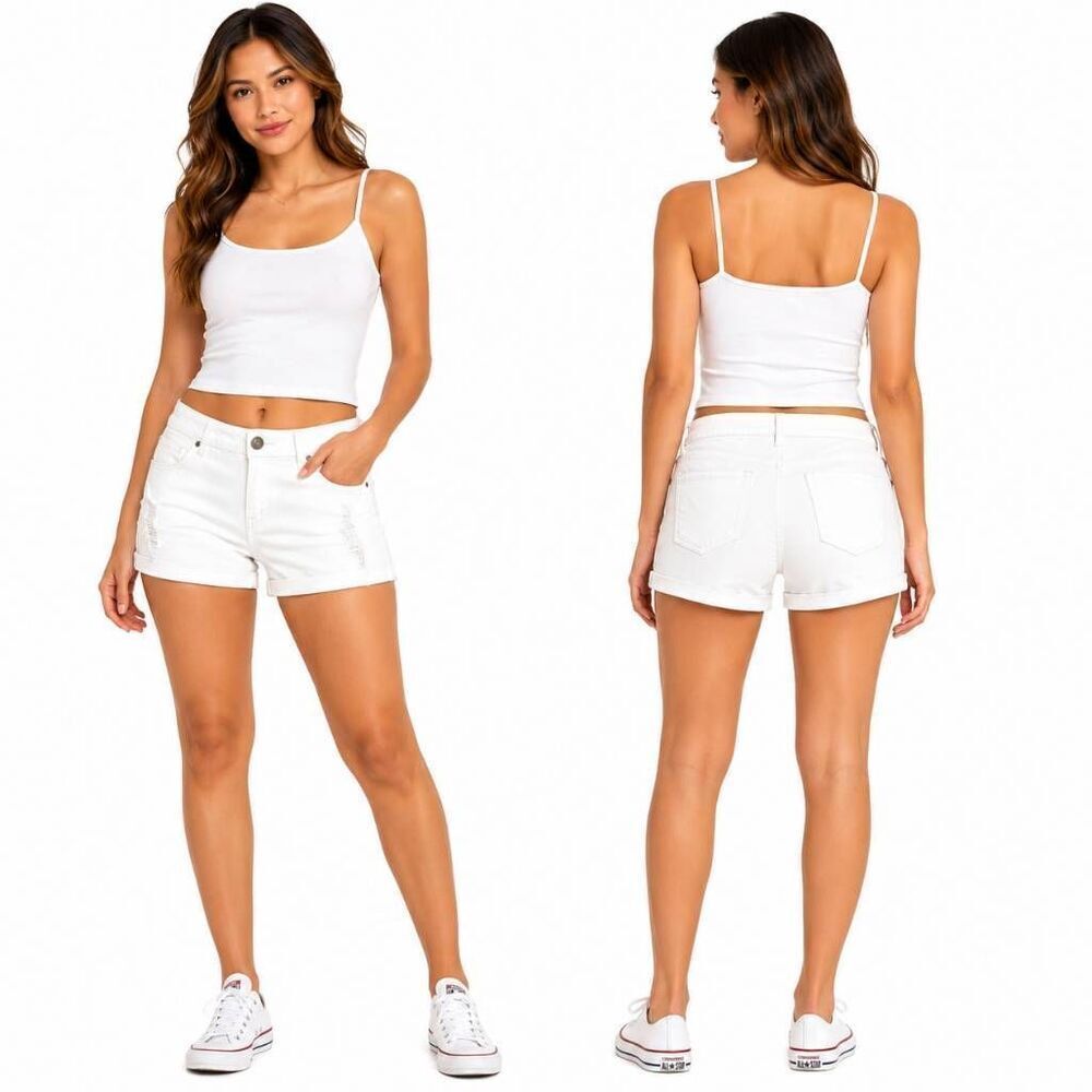 Refuge WhiteāDistressed Denim Shorts Women 4